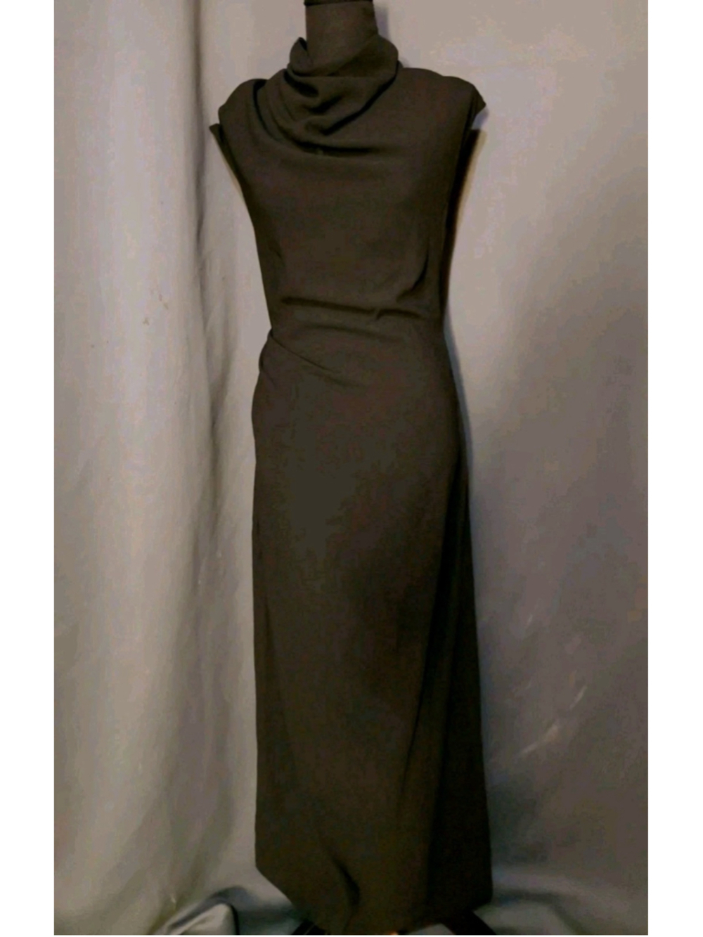 Zara Black High Neck Draped Classic Chic Sleeveless Ankle Maxi Dress Medium NWT - Picture 8 of 8